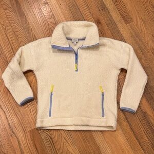 J.Crew Vintage Fleece Cozy Fleece Pullover with Blue & Yellow Size: Small